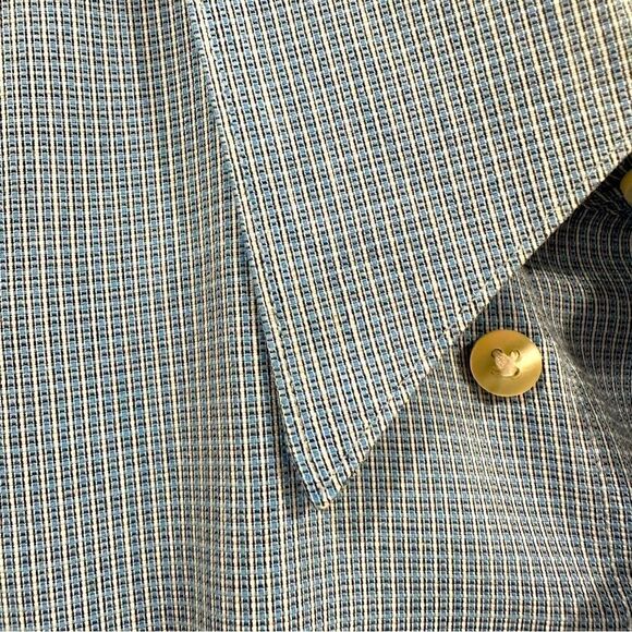 Donna Karan Men’s Button Up In Blue Checkered Print - Picture 3 of 7